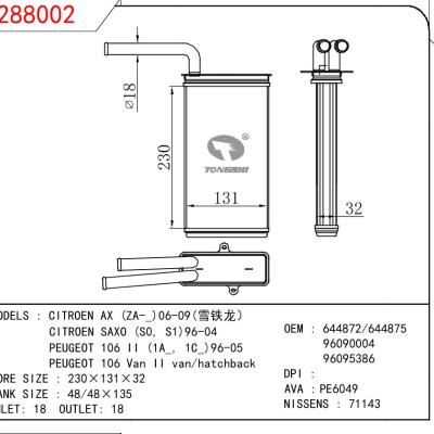适用于PEUGEOT CITROEN AX (ZA-_)06-09(雪铁龙）/CITROEN SAXO (S0， S1)96-04/PEUGEOT 106 II (1A_， 1C_)96-05/PEUGEOT 106 Van II van/hatchback OEM:644872/644875/96090004/96095386