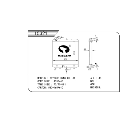 适用于 TOYOACE DYNA 01- AT 散热器